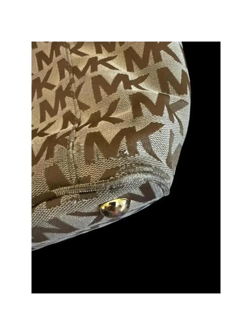 Michael Kors Tote Bag Canvas East West Jacquard Classic Business Gold Fob